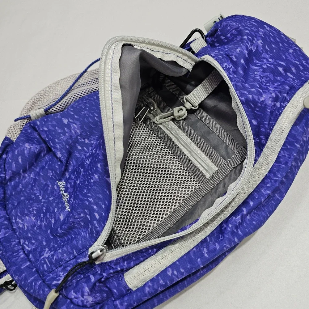 Eddie Bauer Sling Backpack Unisex OS Purple Rippled Pattern Crossbody Hiking Bag